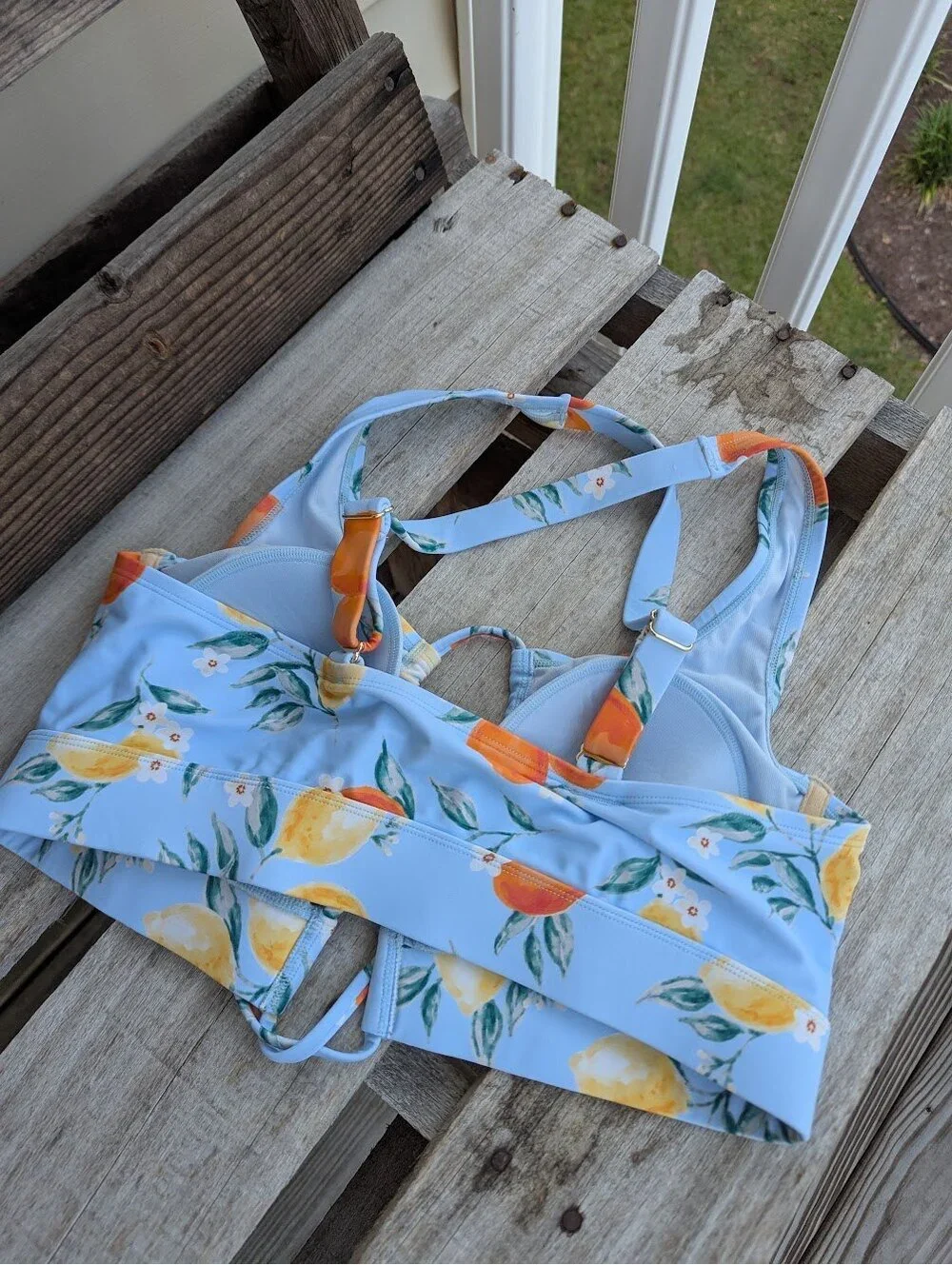 Shade & Shore Bikini Set XL Blue Citrus Print High Waist Two Piece Swimsuit - Picture 2 of 9